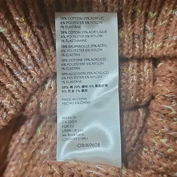 Free People Womens Cowl Neck Long Sleeve Sweater Orange Size L - Picture 4 of 5